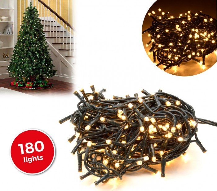 013485 Mini-lumières de Noël 180 ampoules blanches 8 jeux de lumières 9,16 m