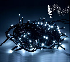 467073 Lumières de Noël 100 LED blanches avec effets sonores 8 mélodies 6 m