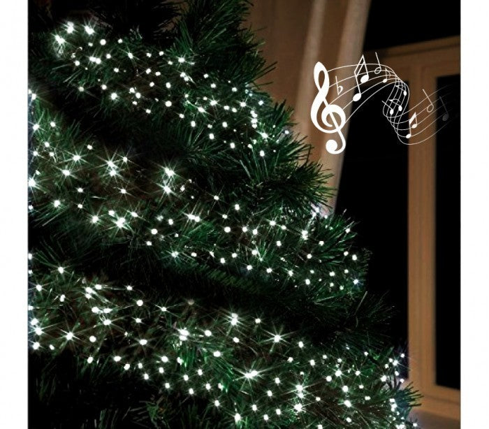 467073 Lumières de Noël 100 LED blanches avec effets sonores 8 mélodies 6 m