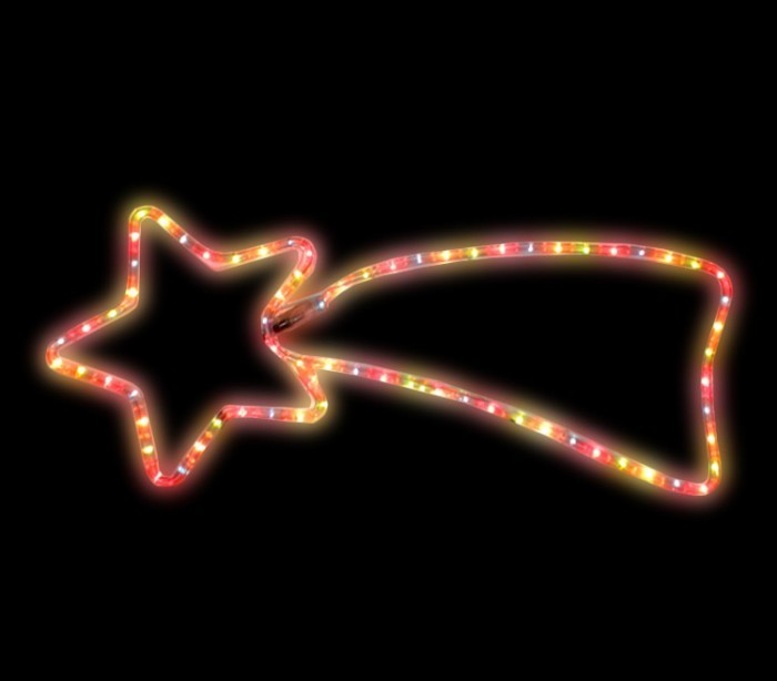 757198 Etoile filante de Noël lumières MULTICOLORES cadre en métal 65 x 30 cm