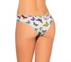 9956 Pack de 12 culottes brésiliennes drapées avec des papillons en 4 couleurs