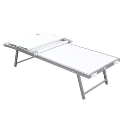 Lettino Prendisole LUXURIOUS Parasole Alluminio Schienale Reclinabile 180X60X40