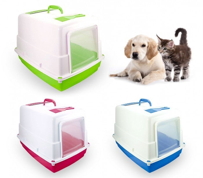 10580 Maison de toilette de chats HEIDI porte basculante charbon actif  54x39x39
