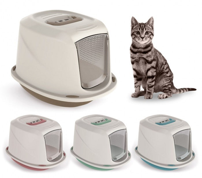10586 Maison de toilette pour chats GALAXY 45x36x31,5cm avec palier anti-poils