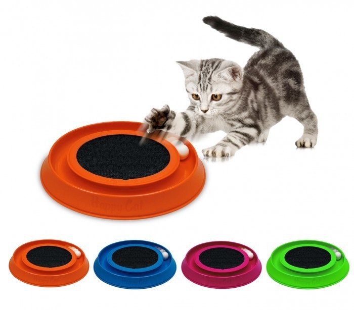 10596 Jeu interactif pour chat avec griffoir HAPPY CAT made in Italy ø35 cm 