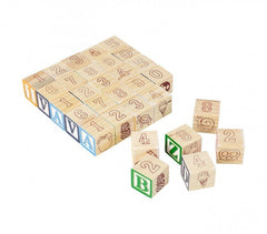 98304 Playset éducatif en bois cubes avec animaux, lettres et numéros 3x3 cm