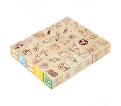 98304 Playset éducatif en bois cubes avec animaux, lettres et numéros 3x3 cm