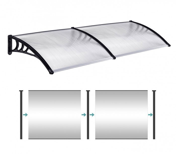 076214 Auvent d'extérieur en polycarbonate 90 x 150 cm toit modulaire