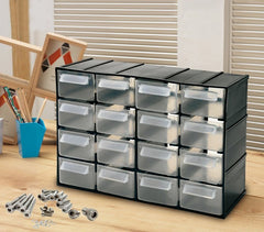 182475 Tiroir BOX SIMPLY en plastique rigide range quicaillerie 16 tiroirs