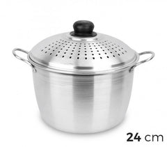 00749 Casserole égouttoir NAPOLEON 24 cm en aluminium avec couvercle perforé