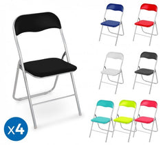 2008AN0816 Set de 4 chaises pliantes colorées ass. Lione rembourrées base métal