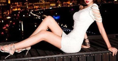 Robe de soirée - épaule découverte - effet de soie - Mod. Tiffany