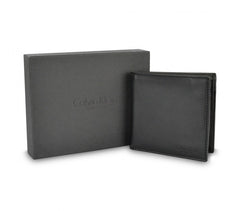 S09 Portefeuille noir Calvin Klein pour homme en vrai cuir avec porte-monnaie