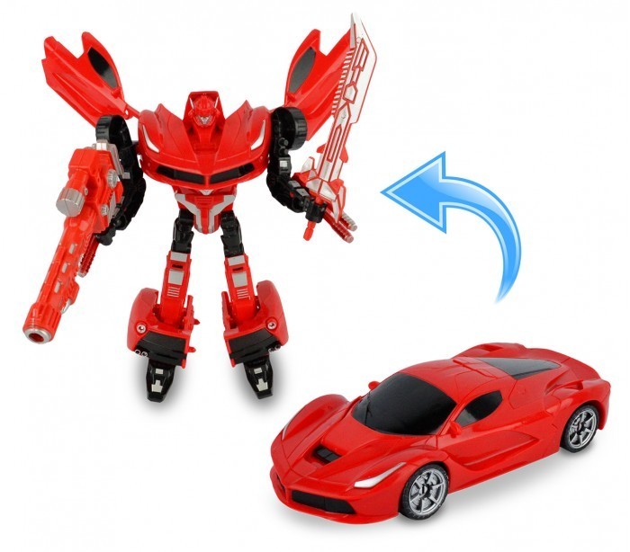 37749 Power Robots convertibles en 2 modèles de voiture jaune et rouge avec des 