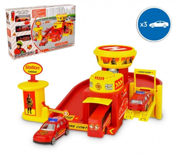 103623 Playset Caserne de pompiers garage 3 auto avec accessoires et autocollant