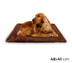 3003 Matelas doux en velours pour chiens taille M Marron 48 x 41 cm