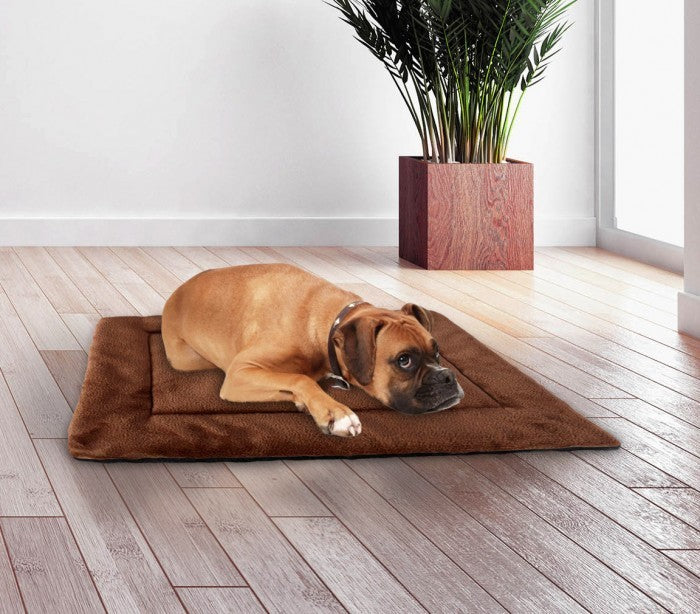 3004 Matelas doux en velours pour chiens taille L Marron 67 x 48 cm