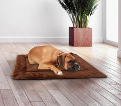 3004 Matelas doux en velours pour chiens taille L Marron 67 x 48 cm