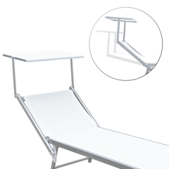Lettino Prendisole LUXURIOUS Parasole Alluminio Schienale Reclinabile 180X60X40