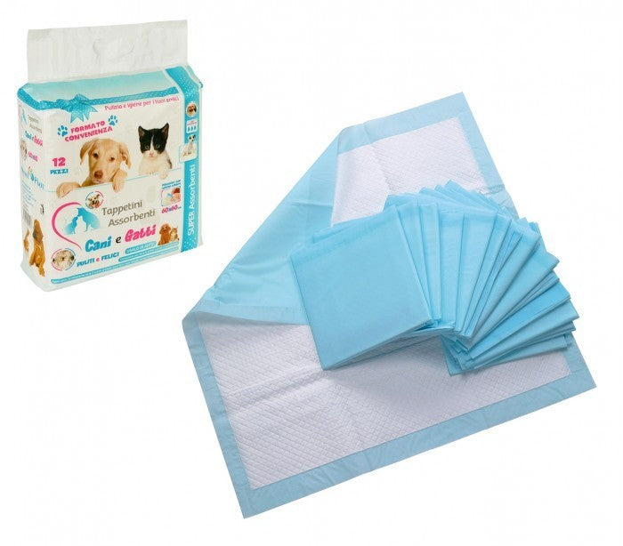 629313 Pack 12 tapis absorbants pour chiens et chats 60x60 cm capte les odeurs
