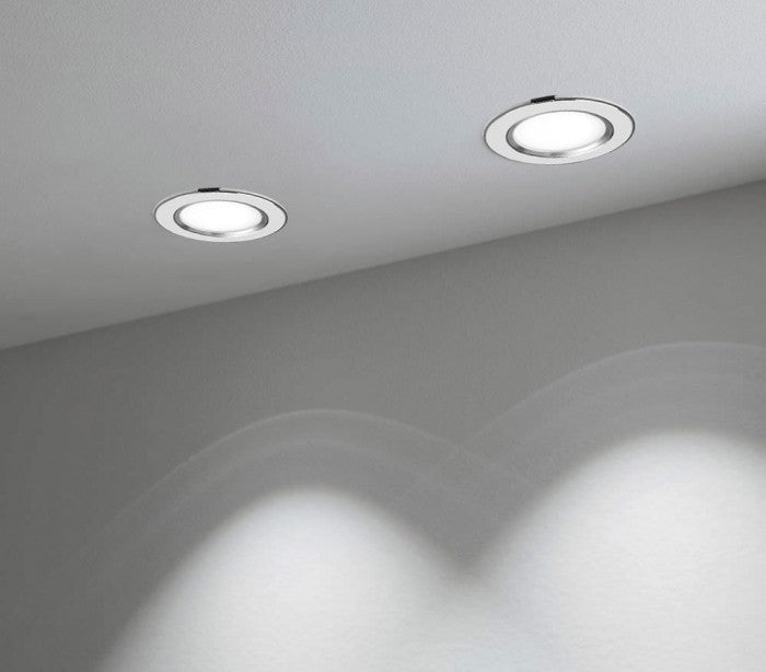 685631 Projecteur LED encastré rond chromé 9 Watt lumière froide avec verre mat