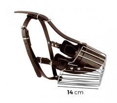 Muselière à panier art. 5810 en acier et en cuir 14cm - Chiens de taille moyenne
