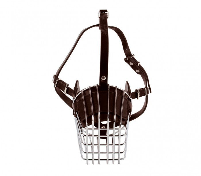 Muselière à panier art. 5810 en acier et en cuir 14cm - Chiens de taille moyenne