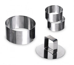702207 Set de 3 emporte-pièces ronds en acier 8cm avec poussoir GRAND CHEF