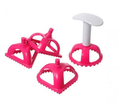 704636 Set de 4 moules en plastique taille raviolis et biscuits bords dentelés