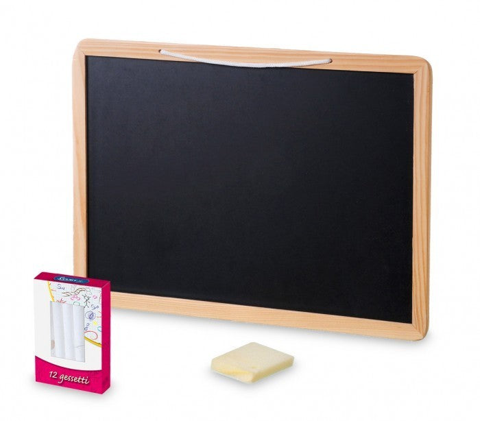 725319 Tableau ardoise murale noire CORSIVO de 50x40cm avec 12 craies + effaceur