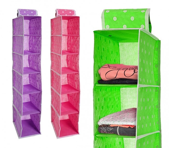782608 Organisateur de vêtements à suspendre 6 tablettes 15 x 28 x 90 cm