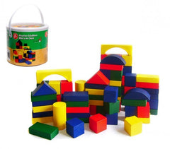44026 Seau de blocs en bois 50 pcs approprié pour les enfants dès 2 ans