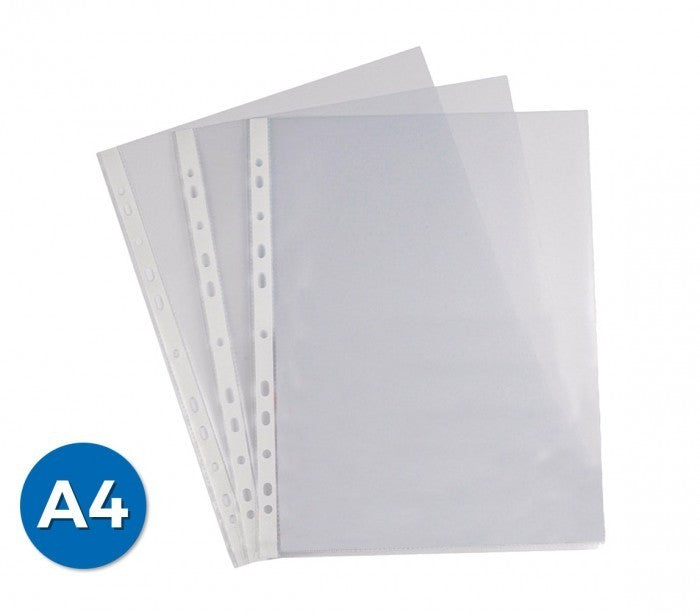 748752 Set de 24 pack de 18 pochettes transparentes perforées A4 peau d'orange