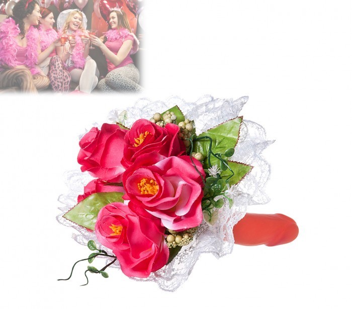 748943 Bouquet sexy pour enterrement de vie de jeune fille avec poignée pénis