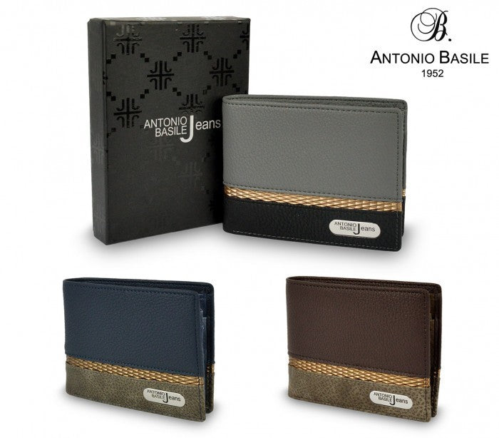Portefeuille pour hommes 8806 PSB30 en cuir ANTONIO BASILE avec portemonnaie