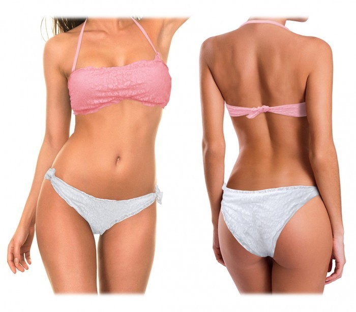 KL616 Maillot bikini mod. Nash bandeau avec dentelle romantique by MWS AHEAD
