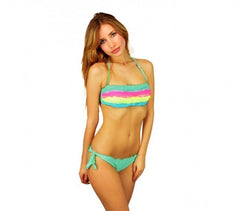 F2861 Maillot bikini bandeau mod. Rainbow avec volants en dentelle by MWS AHEAD