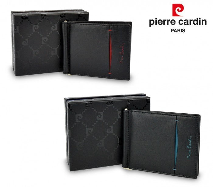 Porte-cartes de crédit PIERRE CARDIN vrai cuir 8858 TILAK07 avec pince à billet
