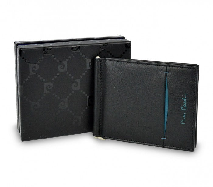 Porte-cartes de crédit PIERRE CARDIN vrai cuir 8858 TILAK07 avec pince à billet