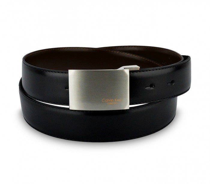 Ceinture CK014 B46 en cuir CALVIN KLEIN avec boucle en acier brossé 110 / 125 cm