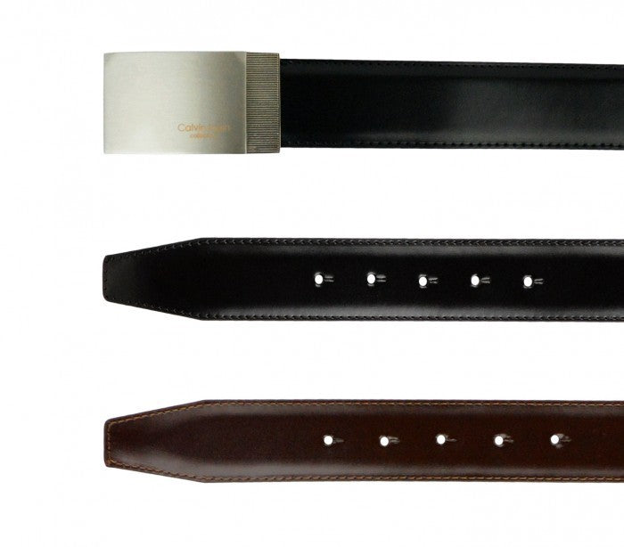 Ceinture CK014 B46 en cuir CALVIN KLEIN avec boucle en acier brossé 110 / 125 cm