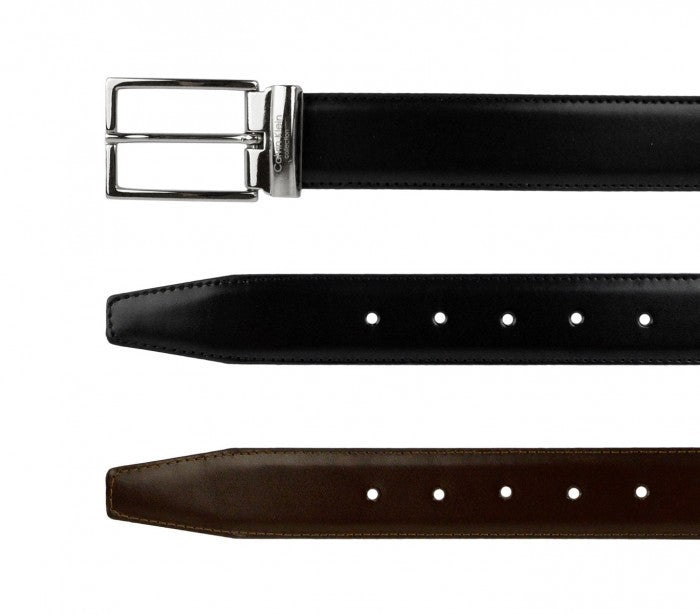 Ceinture CK014 B48 en cuir CALVIN KLEIN avec boucle en acier poli 110 / 125 cm