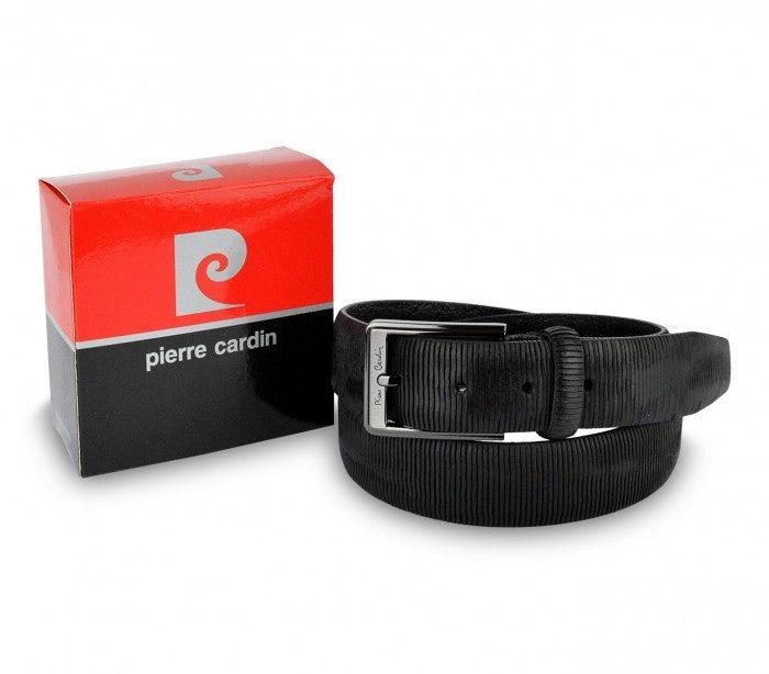 Ceinture homme 8013 en vrai cuir PIERRE CARDIN marron et noire boucle avec logo