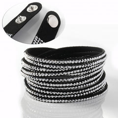 Bracelet strass en daim 284 - mod. fermeture clip Swansea