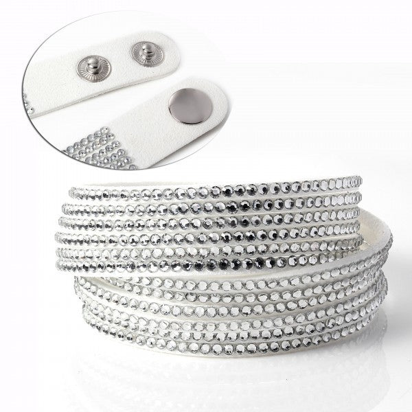Bracelet strass en daim 284 - mod. fermeture clip Swansea