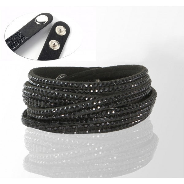 Bracelet strass en daim 284 - mod. fermeture clip Swansea