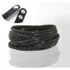 Bracelet strass en daim 284 - mod. fermeture clip Swansea