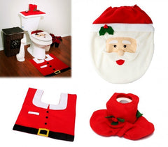 3036 Ensemble de décoration de toilettes Père Noël siège ,tapis et porte-rouleau