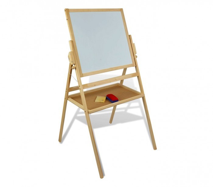 36847 Tableau noir réversible en bois 2 en 1 avec craie et effaceur 50x45x110 cm