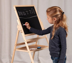 36847 Tableau noir réversible en bois 2 en 1 avec craie et effaceur 50x45x110 cm